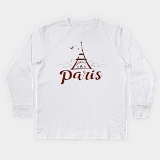 EIFFEL TOWER - STICKER - MINIMALIST Kids Long Sleeve T-Shirt